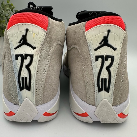 Air Jordan Men's 14 Retro Desert Sand Gray And Black Suede Sneakers Size 7.5 - Picture 13 of 15